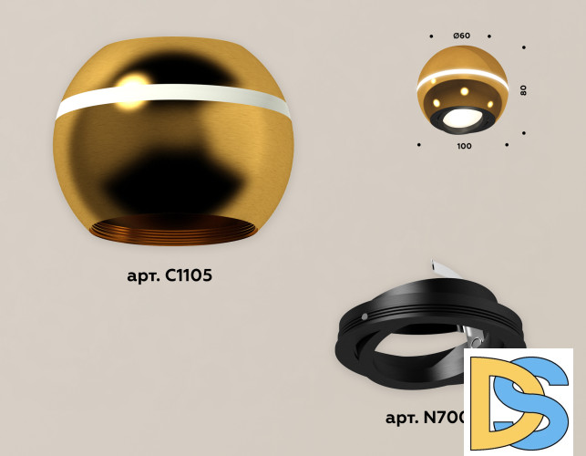 Накладной поворотный светильник с дополнительной подсветкой Ambrella Light Techno XS1105010 (C1105, N7002)