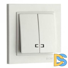 Выключатель двухклавишный с подсветкой Mono Electric Despina 10А 250В жемчуг 102-252525-103