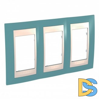 Рамка 3-ая (тройная), Синий/Бежевый, серия Unica, Schneider Electric