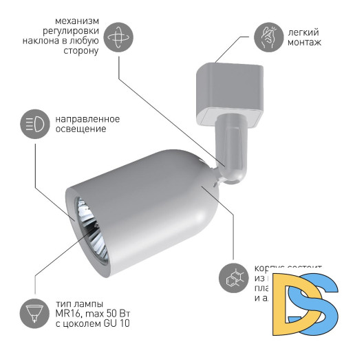 Трековый светильник Эра TR41-GU10 WH Б0054172
