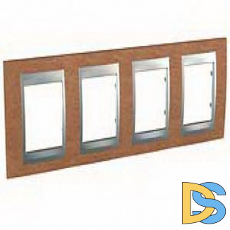 Рамка 4-ая (четверная), Дерево Вишня/Алюминий, серия UNICA TOP/CLASS, Schneider Electric