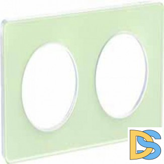 Рамка 2-ая (двойная), Зеленый лед/Белый, серия Odace, Schneider Electric