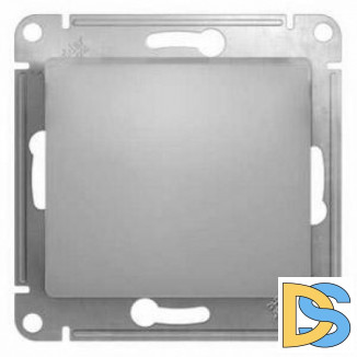 Выключатель 1-клавишный; кнопочный, Алюминий, серия Glossa, Schneider Electric