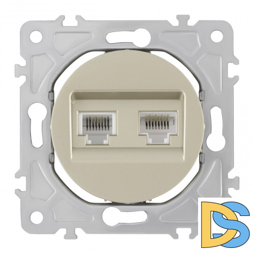 Розетка телефонная RJ11 + компьютерная RJ45 Arte Milano 202.44-1.shampan