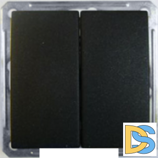 Выключатель 2-клавишный проходной (с двух мест), Черный бархат, серия Wessen 59, Schneider Electric