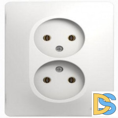 Розетка 2-ая электрическая без заземления, Белый, серия Glossa, Schneider Electric