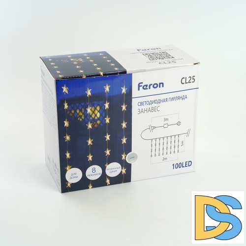 Светодиодная гирлянда занавес Звездочки Feron CL25 48608
