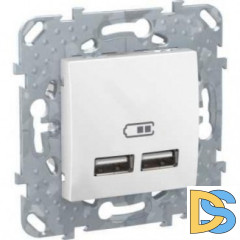 Розетка USB 2-ая 2100 мА (для подзарядки), Белый, серия Unica, Schneider Electric