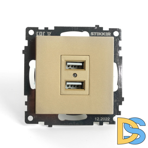 Розетка 2-местная USB Stekker Катрин GLS10-7115-08 49229