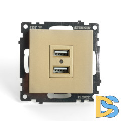 Розетка 2-местная USB Stekker Катрин GLS10-7115-08 49229