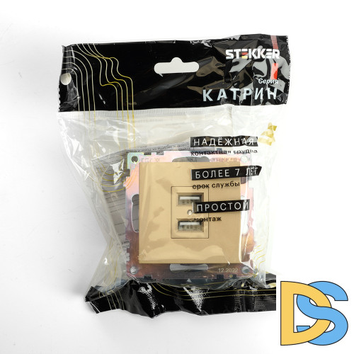 Розетка 2-местная USB Stekker Катрин GLS10-7115-08 49229