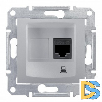 Розетка компьютерная 1-ая экранированная кат.6е, RJ-45 (интернет), Алюминий, серия Sedna, Schneider Electric