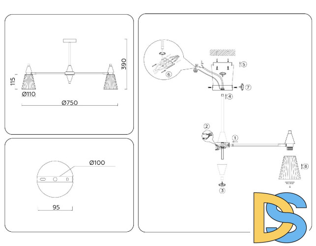 Люстра на штанге Ambrella Light High Light Heigh Light LH58116