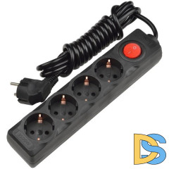 Удлинитель (UL-00003610) Uniel 4гн х 3м с/з Standard S-GCD4-3B Black