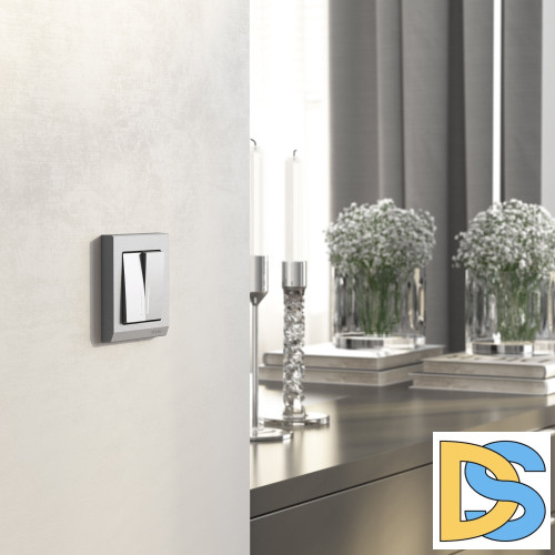 Выключатель двухклавишный Werkel проходной с подсветкой (серебряный матовый) W1122165