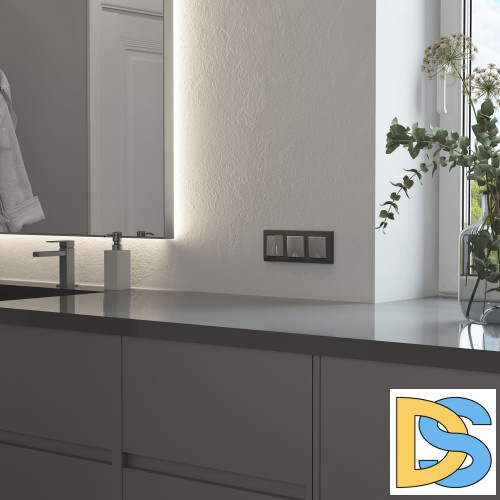 Выключатель двухклавишный Werkel проходной с подсветкой (серебряный матовый) W1122165