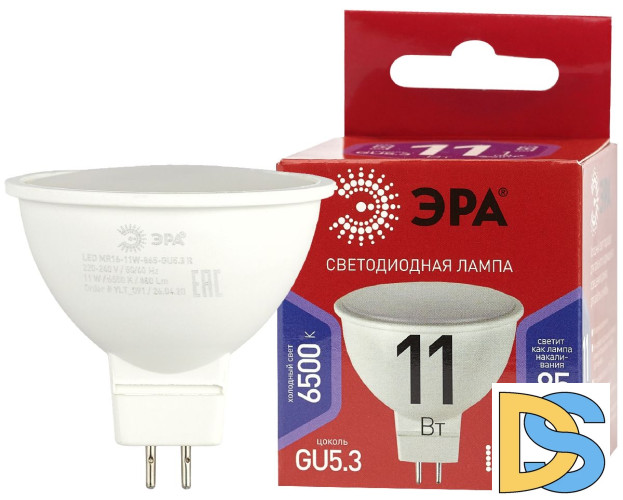 Лампа светодиодная Эра GU5.3 11W 6500K LED MR16-11W-865-GU5.3 R Б0045347