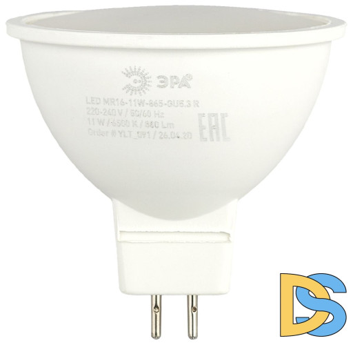 Лампа светодиодная Эра GU5.3 11W 6500K LED MR16-11W-865-GU5.3 R Б0045347