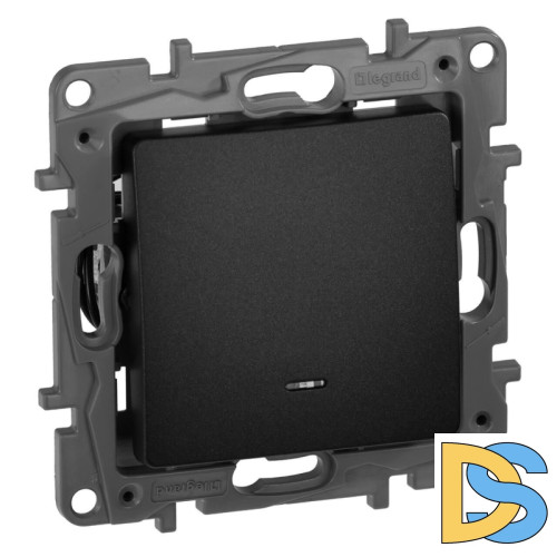 Выключатель одноклавишный Legrand Etika 10A 250V с подсветкой антрацит 672603