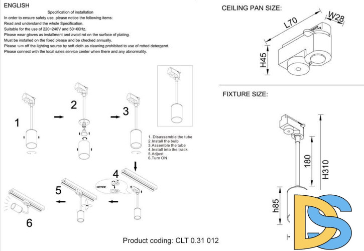 Трековый светильник Crystal Lux CLT 0.31 012 WH
