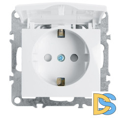 Розетка Stekker Эрна с/з 16A 250V с крышкой защитной шторкой белый PST16-9112-01 39319