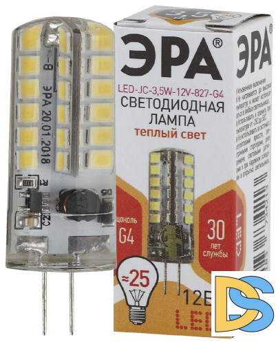 Лампа светодиодная Эра G4 3,5W 2700K LED JC-3,5W-12V-827-G4 Б0033195
