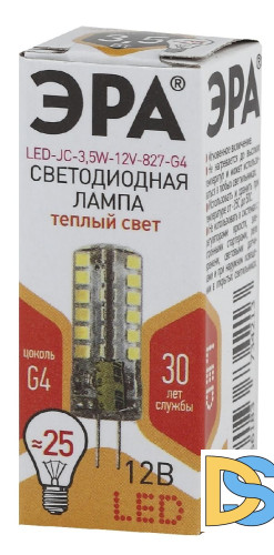 Лампа светодиодная Эра G4 3,5W 2700K LED JC-3,5W-12V-827-G4 Б0033195