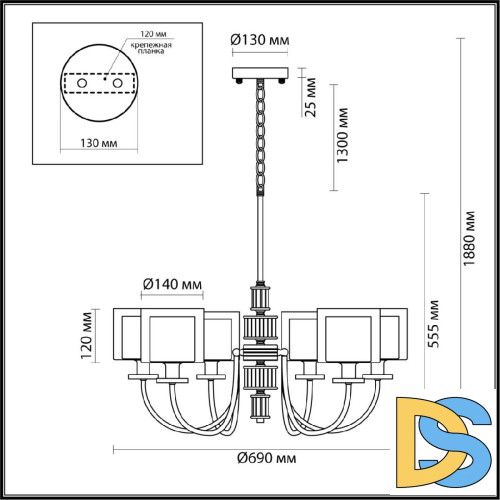Подвесная люстра Odeon Light Saga Classic 5088/6
