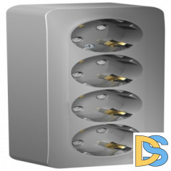 Розетка 4-я с/з со шторками 16А, 250В, изолир пластина Schneider Blanca Алюминий