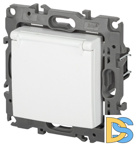 Розетка одноместная со шторками и крышкой Эра 12-2103-01М Б0065675