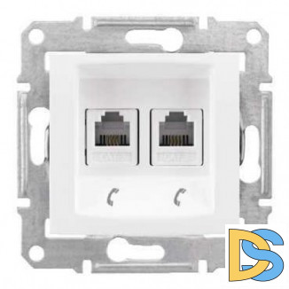 Розетка телефонная 2-ая 4 контакта, RJ-11, Белый, серия Sedna, Schneider Electric