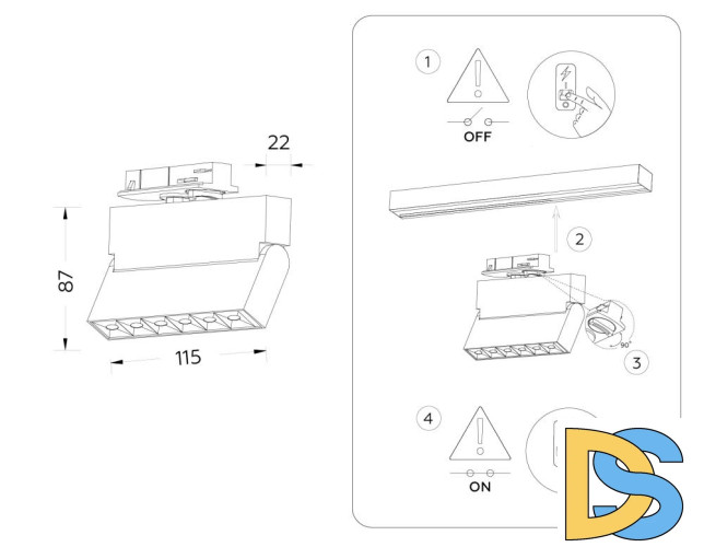 Трековый однофазный светильник Ambrella Light Track System GL6812