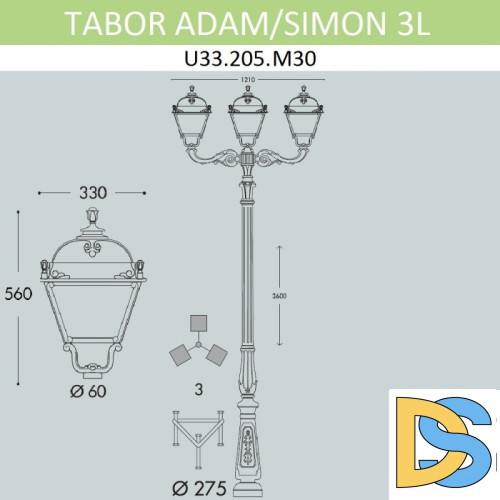 Садовый светильник Fumagalli U33.205.M30.AXH27