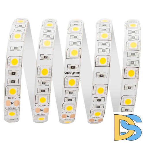 Светодиодная лента Apeyron 24В ПРО 14,4Вт/м smd5050 60д/м IP65 1100Лм/м 5м 6500К 00-318