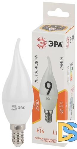 Лампа светодиодная Эра E14 9W 2700K LED BXS-9W-827-E14 Б0027973