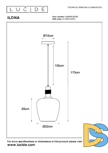 Подвесной светильник Lucide Ilona 45408/22/62