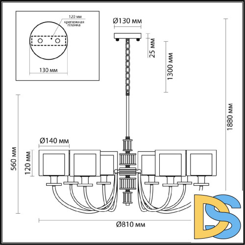 Подвесная люстра Odeon Light Saga Classic 5088/8