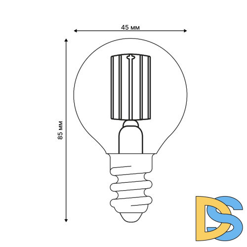 Лампа светодиодная филаментная Uniel LED-G45-4W/4000K/E14/CL GLY01TR UL-00011939