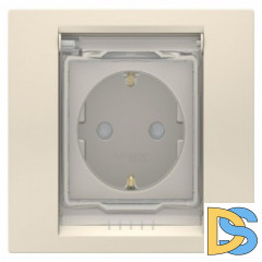 Розетка 1-ая электрическая, с заземлением, крышкой IР44, влагозащищенная, Бежевый, серия Unica New, Schneider Electric