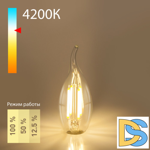 Филаментная светодиодная лампа Elektrostandard свеча на ветру прозрачная E14 5W 4200K 4690389173929