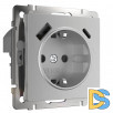 Розетка с быстрой зарядкой USB Type A+С серебряный рифленый W1171709