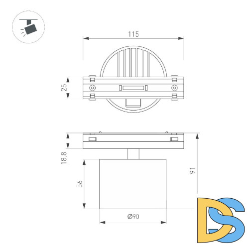 Трековый магнитный светильник Arlight MAG-VIBE-RONDO-R90-10W Day4000 (BK, 110 deg, 48V) 044472