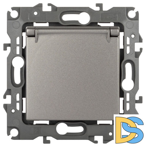 Розетка одноместная со шторками и крышкой Эра 12-2103-16 Б0065722