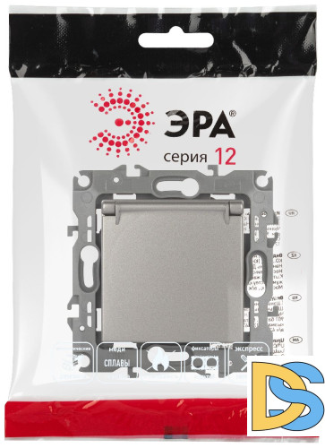 Розетка одноместная со шторками и крышкой Эра 12-2103-16 Б0065722