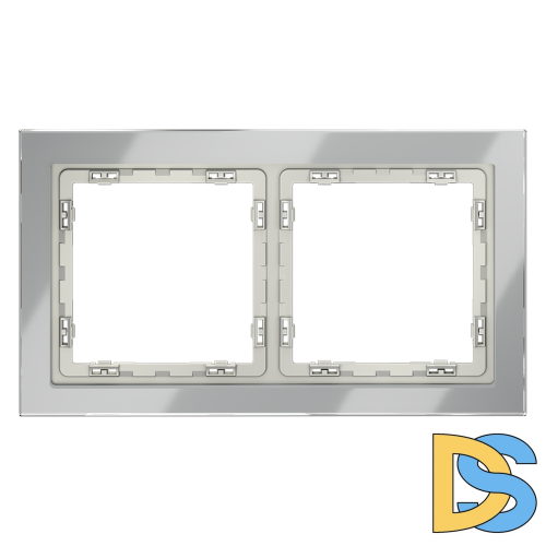 Рамка стеклянная VOLTUM S70 на 2 поста, (сталь, стекло)