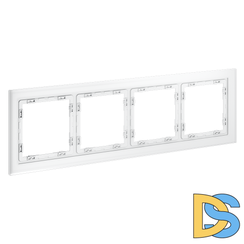 Рамка стеклянная VOLTUM S70 на 4 поста, (белый,матовый,стекло)