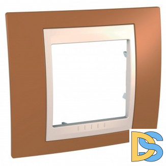 Рамка 1-ая (одинарная), Оранжевый/Бежевый, серия Unica, Schneider Electric