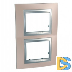 Рамка 2-ая (двойная) вертикальная, Оникс/Алюминий (металл), серия UNICA TOP/CLASS, Schneider Electric