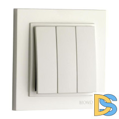 Выключатель трехклавишный проходной Mono Electric Despina 10А 250В жемчуг 102-252522-114