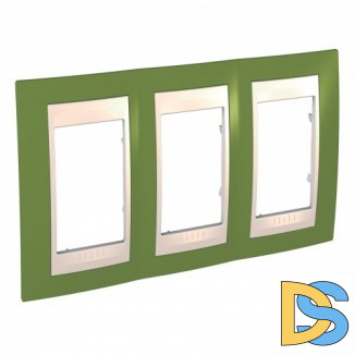 Рамка 3-ая (тройная), Фисташковый/Бежевый, серия Unica, Schneider Electric